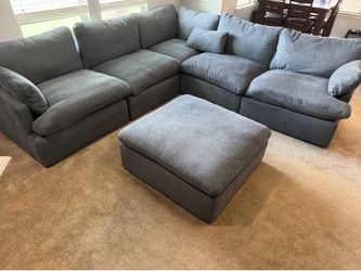 Couch with 2 recliners and ottoman