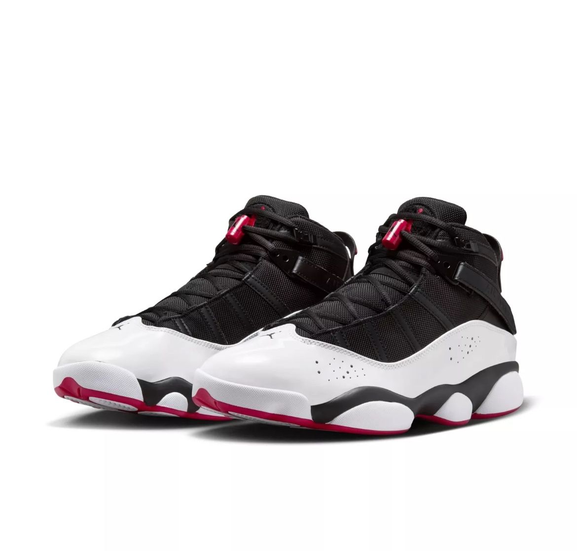 Mens Air Jordan RETRO 6 RINGS 'BLACK WHITE VARSITY RED'