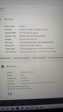 Gaming PC Intel i7-14700F RTX 5070 32GB RAM
