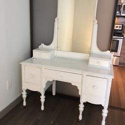 Antique White Vanity And Chair