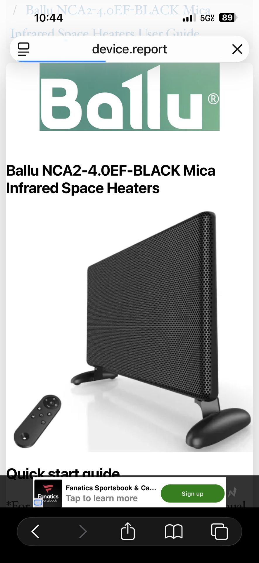 Panel Space Heater