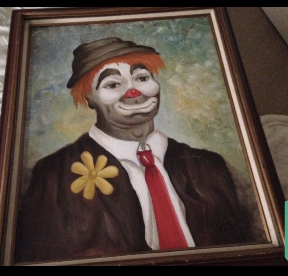 Red Skelton Clown Oil Painting 1974