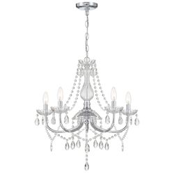 Brookehill 5 -Light Chrome Crystal Clear glass Steel Chandelier