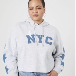 Plus Size NYC Star Patch Hoodie