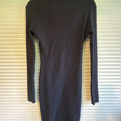 Lulu’s Black Ribbed Mock Neck Long Sleeve Mini Dress