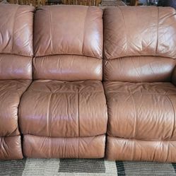 Brown Leather Recliner Sofa.