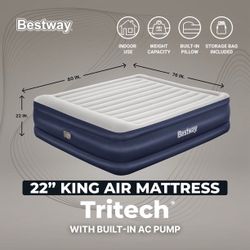 Bestway Tritech 22" King Air Mattress with Built-in AC Pump $49.99