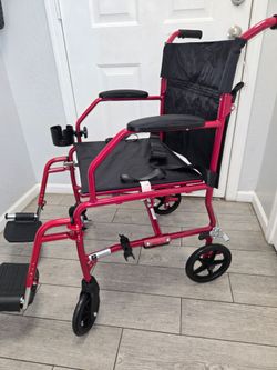 Medline Ultra Lightweight Transport Wheelchair for Adults, Foldable, silla de ruedas. Transport chair