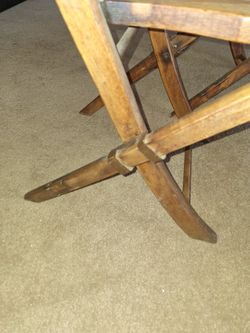 Vintage Wooden Slat Seat Folding Chair Solid Oak Spindle Back #3