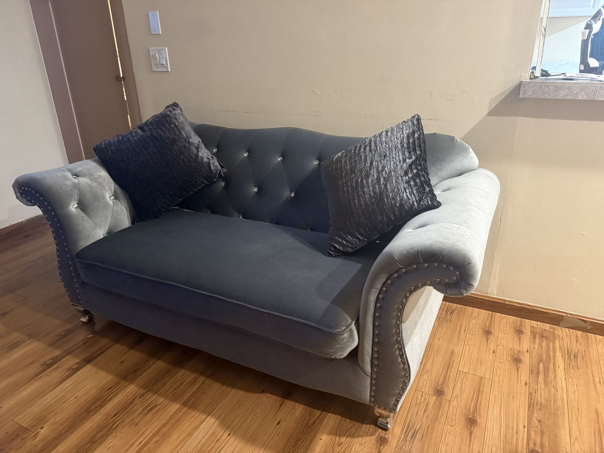 SET OF GRAY COUCHES (1 LOVE SEAT and 1 SOFA)