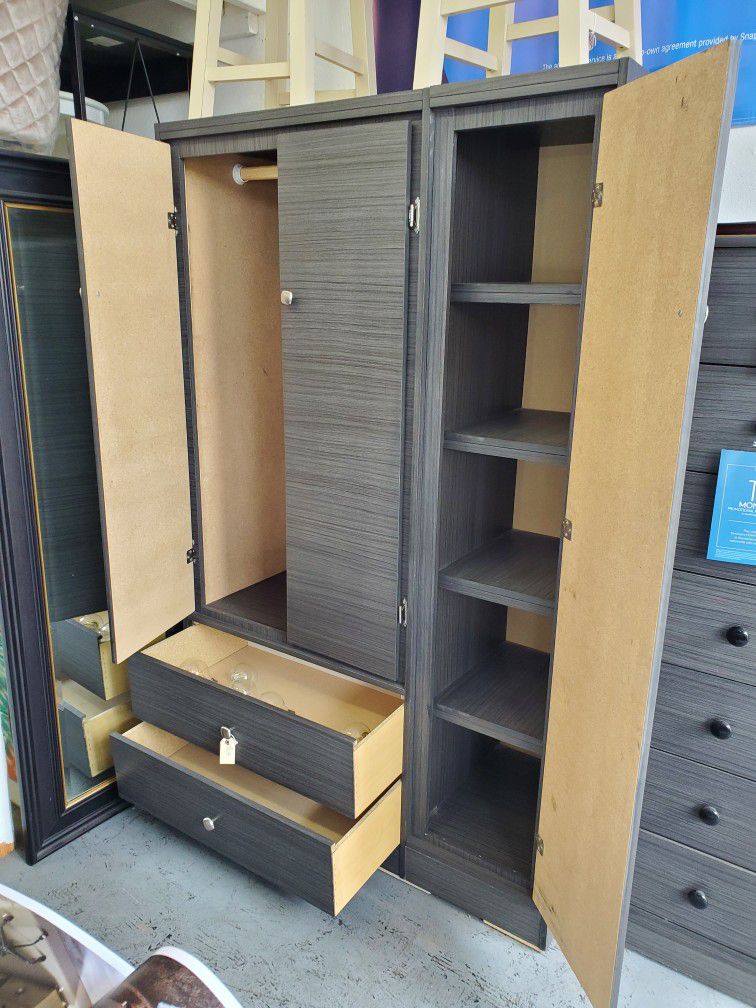 New Large Wardrobe Closet Cabinet With Shelving & Drawers