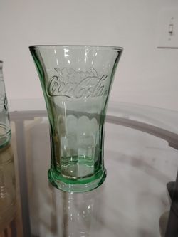 vintage green Libbey Coca-Cola 16oz flared tumbler glass.