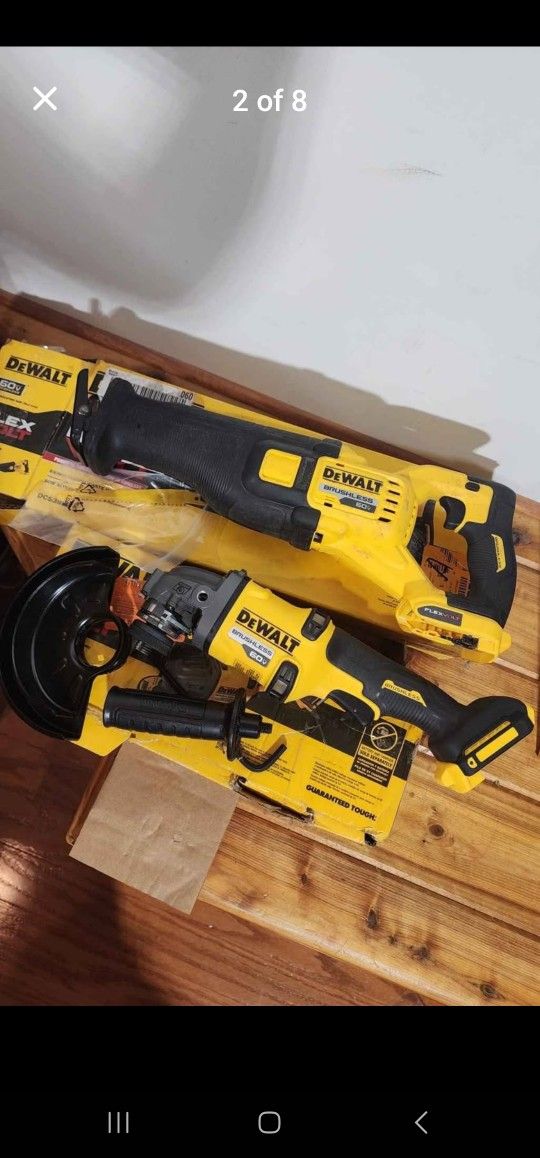 Dewalt 60V 'Max' Angle Grinder, Sawzall (Tools only)