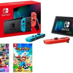 Nintendo Switch Complete Bundle With 2 Games Mario Kart + Rabbids