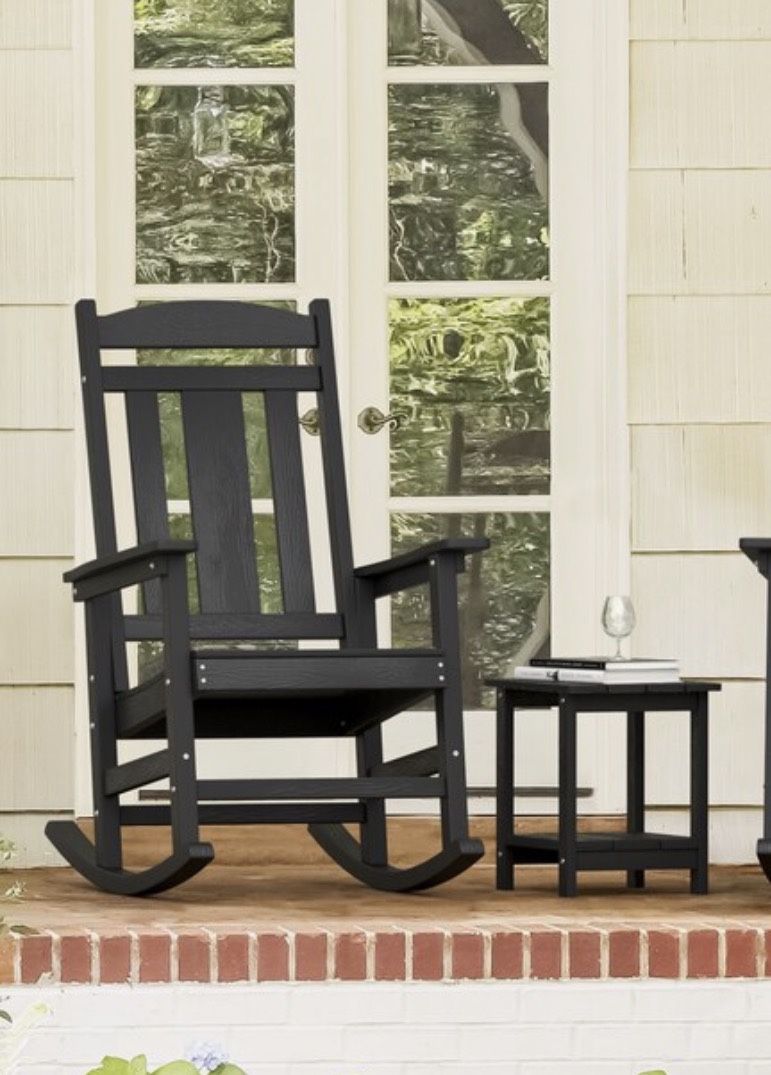Black HDPS Rocking Chair With Side Table