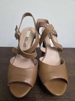 Audrey Brooke Cognac Platform Sandals