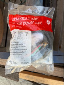 Universal 4-wire range power cord 6 ft long