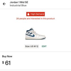 Jordan 1 ( Industrial BLUE ) 12M