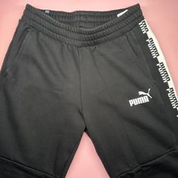 PUMA BLACK SWEATPANTS JOGGERS SIZE M A1