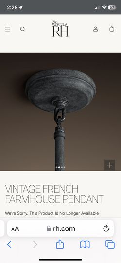 Two Each RH VINTAGE French Farmhouse Pendant 26” for Sale in