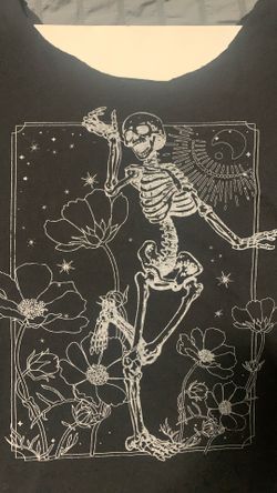 Black Shirt Skeleton Print 