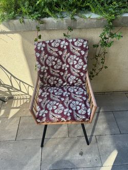 Rattan Outdoor Chair with Floral Cushions