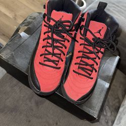 Jordan 12s Red and Black Boys 5.5