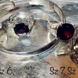 Brand New Red Topaz Sterling Silver .925 Stamp Rings