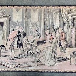 Early 20th Century French Tapestry, 18th Century Parlor Concert Music Scene 52” x 38”