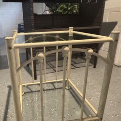 Glass And Steel Side Table