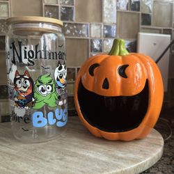 Bluey Halloween Glass Cup