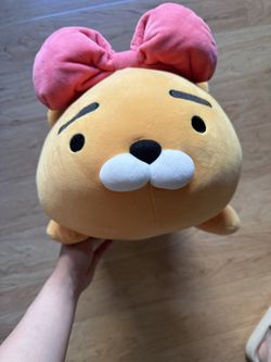 Kakao Friends Ryan Plush Pillow with Pink Bow