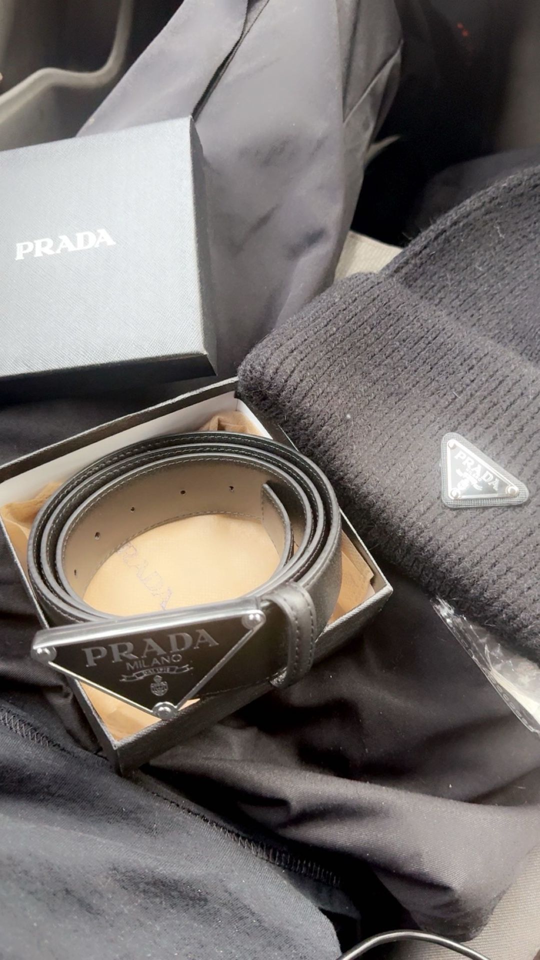 Prada Beanie And belt Combo Deal