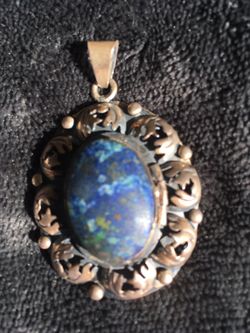 STERLING AND AZURITE PENDANT. ReducedVINTAGE