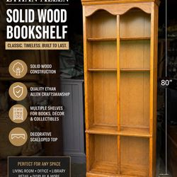 Ethan Allen Solid Wood Bookshelf Cabinet 80” Tall Vintage Display Shelf