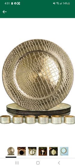 Gold Chargers With Napkin Rings Set Of 6 Each