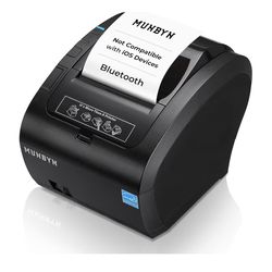 MUNBYN Bluetooth Thermal Receipt Printer P047, 80mm POS Printer, Thermal Printer with USB Serial Ethernet, Bluetooth, Support Android Windows PC (Do N