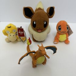Pokemon Plush And Figure Lot With Charizard Eevee Psyduck And Charmander
