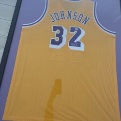 Magic Johnson Jersey, Autographed, And Framed. Psa Cert