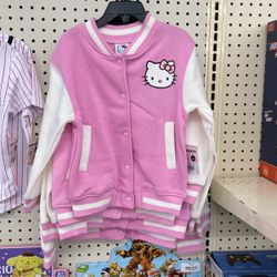 Sanrio Hello Kitty Letterman Cotton Jacket Pink/White Size 4 | 5/6 | 6x | 8/10