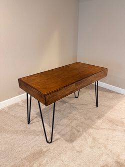 Mid-Century Modern Style Wooden Desk with Hairpin Legs (World Market)