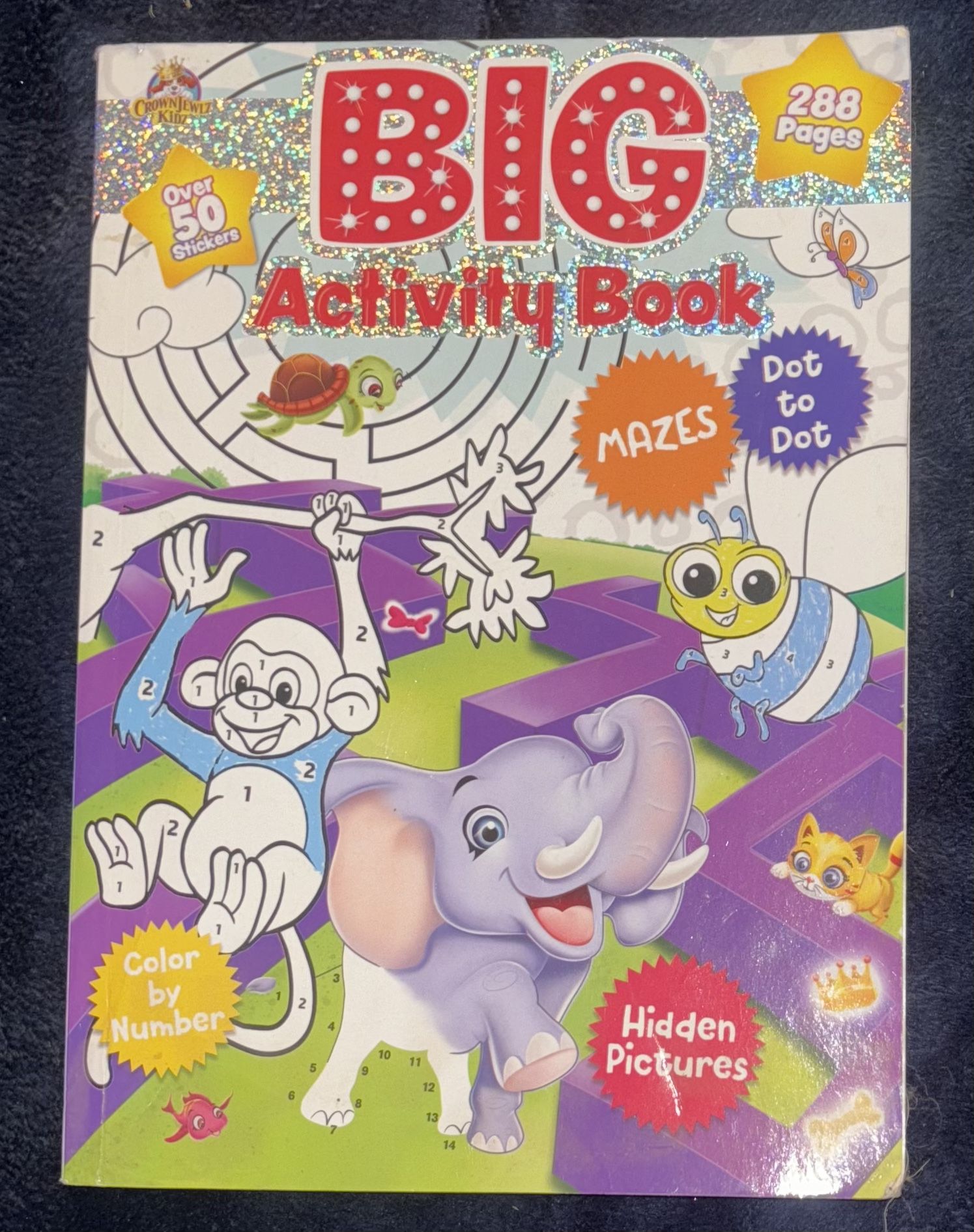 Big Activity Book (50 Stickers) Mazes,coloring, Connect The Dots, Mazes And More 288 Pages Worth!