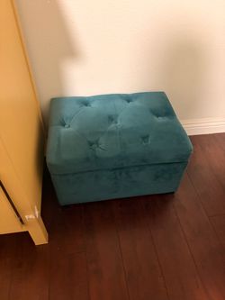 Teal Velvet Tufted Storage Ottoman