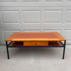 Dual Level Wooden Coffee Table w/ Drawer