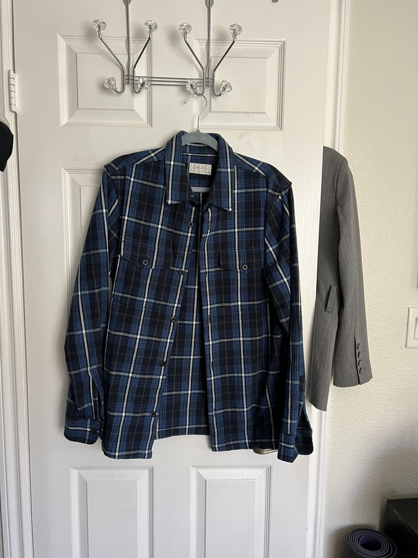 Cotton and Co plaid blue shirt flannel