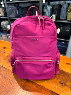 Pink Tumi Backpack with Leather Trim