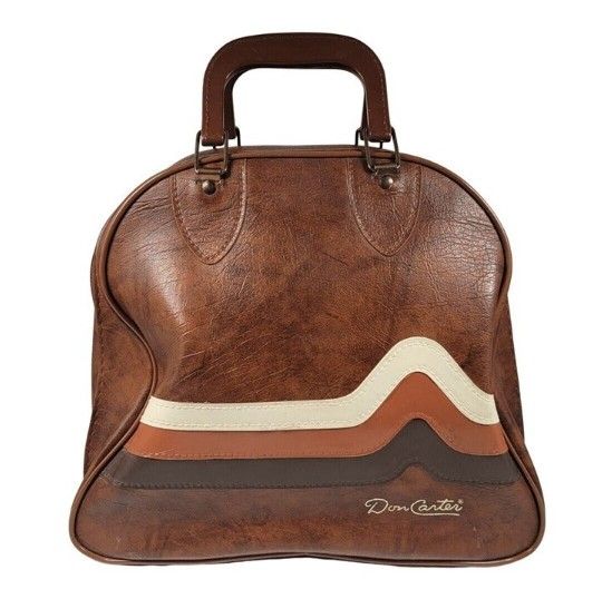 Vintage Don Carter Bowling Bag Retro Chevron w/ Rack Overnight Bag