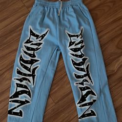Mixed Emotion Blue Graffiti Pants