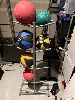 Medicine balls and rack