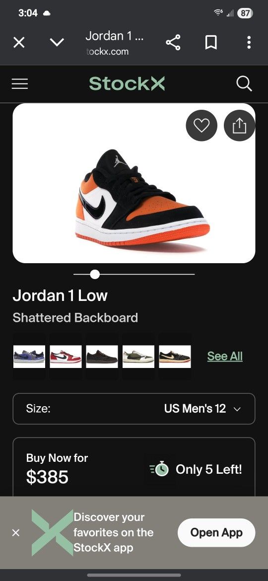 Nike Jordan 1Low Shattered BackBoard Mens 12